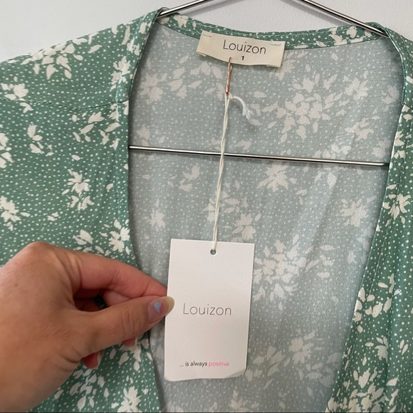 Louizon French boutique NWT wrap dress Sage green ruffle detail - Picture 4 of 6